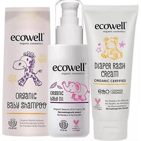 Ecowell Organik Bebek Bebek Şampuanı + Bebe Yağı + Pişik Kremi