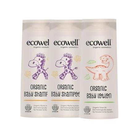 Ecowell Organik Bebek Şampuanı 2 Adet (2x300ml) + Bebe Losyonu 300 ml